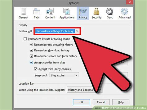 How to allow cookies in firefox