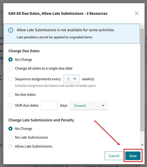 How to allow late submissions in canvas.  - Identifies activities with no due da...