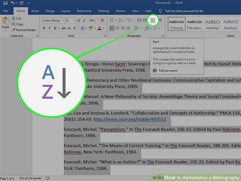 How to alphabetize a bibliography in word