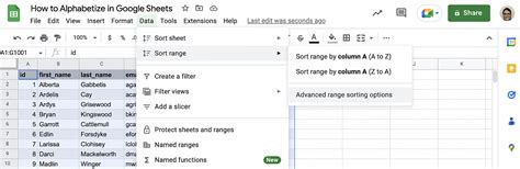 How to alphabetize in google sheets
