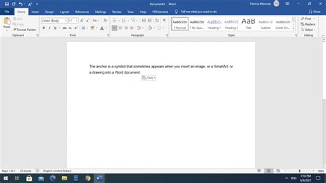 How to anchor an image in word