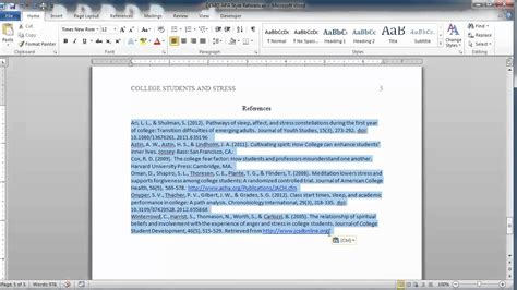 How to apa reference in word