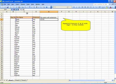 How to append in excel
