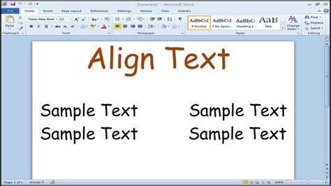 How to apply left and right text alignment in Word