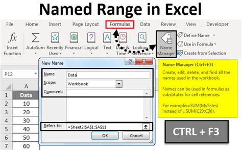 How to assign name range in excel