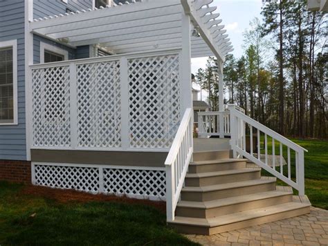 How to attach lattice under deck. Decorative lattice panels from Trex Lattice add beauty, privacy and dimension to any deck, porch or outdoor room without blocking airflow. Talk With Us 833.856.8739. Contact ... What’s more, you can forget about … 
