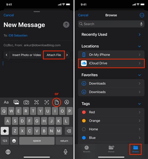 How to attach mail in iphone
