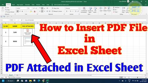 How to attach pdf file in excel