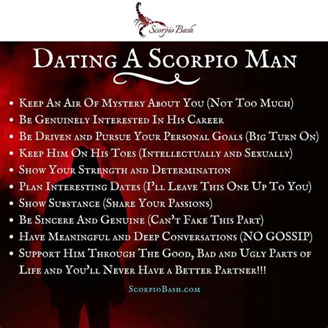 How to attract a scorpio man. Christine. Updated on: March 22, 2024. Relationships. Just as the scorpion hides in the shadows, waiting for the perfect moment to strike, attracting a Scorpio man … 