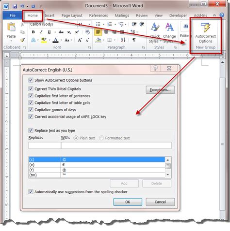 How to autocorrect in word