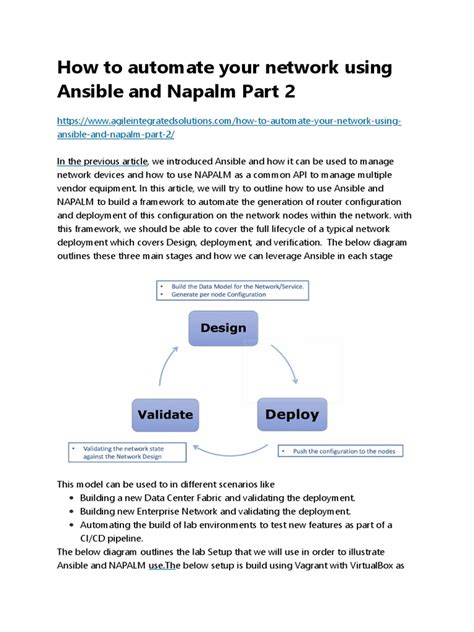 How to automate your network using Ansible and NAPALM Part 2 Agile