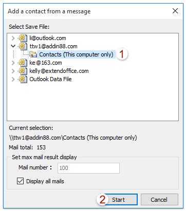 How to batch add contacts from Sent Items emails/folder