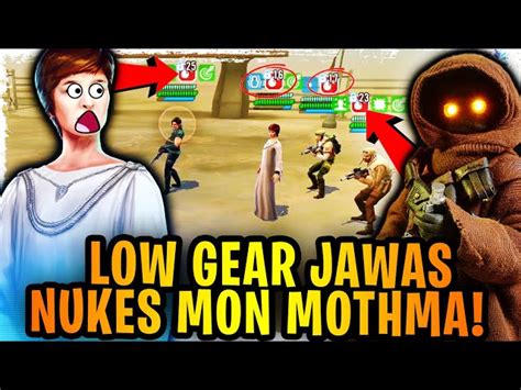 How to beat jawas swgoh. Phase 4 edit. Key tips: mod B1 to go first. While GAS has taunt: do not use B2, Assaj or Magna AOE - use Basics instead. While GAS toppled: use AOEs to feed turn meter. 