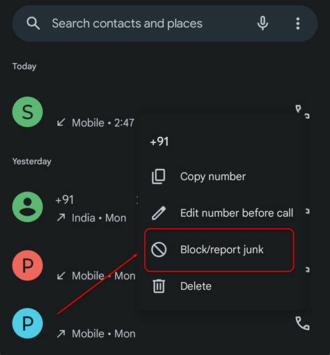 How to block a contact in android