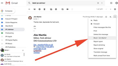 How to block people in mail