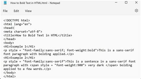 How to bold text in html