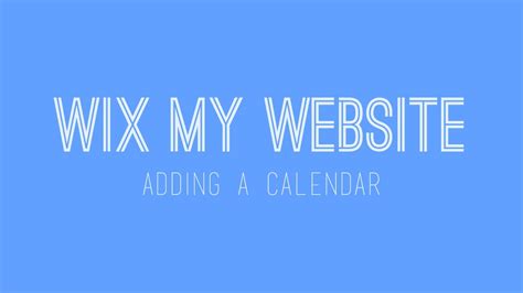 How to build a Wix website Adding a calendar in Wix Wix Tutorials For Beginners YouTube