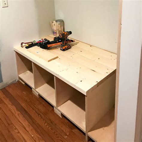 How to build a bench seat with cubbies for storage and organization