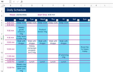 How to build a schedule in excel