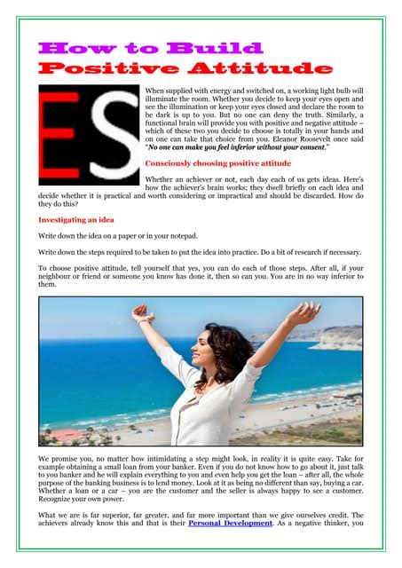 How to build attitude in yourself