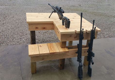 How to build shooting table. Modeled after a traditional shooting bench rest, the wedge shaped tabletop design provides a comfortable shooting position for either left or right-handed shooters. Once your table is set up, you can lean your rifle into one of the three barrel grooves molded into the sides of the table. Doubling as a maintenance bench, cleaning bench or muzzle ... 