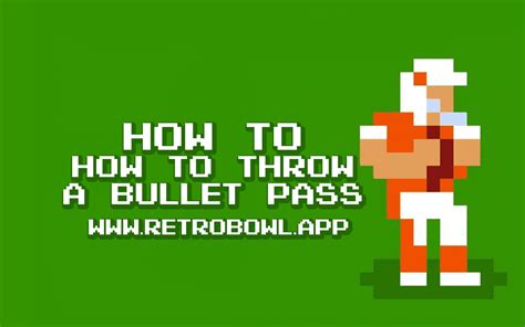How to bullet pass in retro bowl. To throw a bullet pass in Retro Bowl, you have to go back to normal passing by pulling your finger back on the screen. Once you’re ready to pass again, use another finger to tap the screen to turn your throw into a bullet pass. 