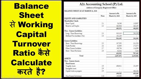 How to calculate Working Capital Turnover Ratio from Balance Sheet