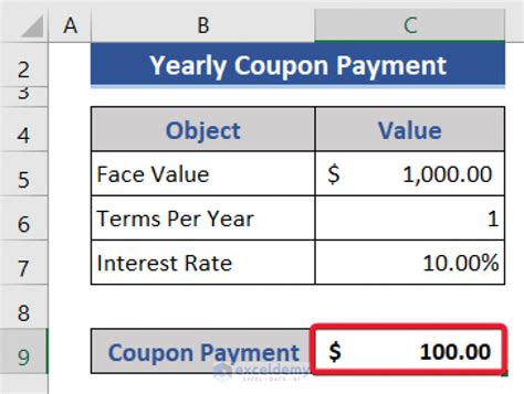 How to calculate coupon payment in excel