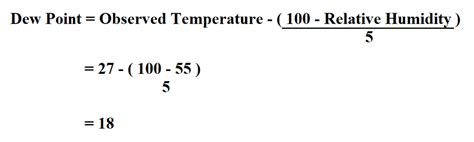 How to calculate dew point. Among all those we have compiled a Magnus-Tetens Formula that provides you with the accurate results for temperatures ranging between -45°C to 60°C. Dew Point Formula is given by Ts = (bα (T,RH)) / (a - α (T,RH)) Where, Ts is the Dew point. T is the Temperature. RH is the relative humidity of air. a, b are coefficients, and for Sonntag90 ... 
