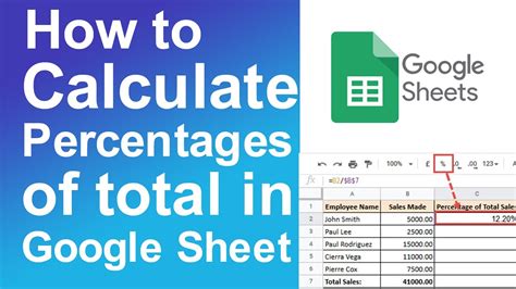 How to calculate percentages of total in google sheets YouTube