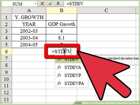 How to calculate std deviation in excel