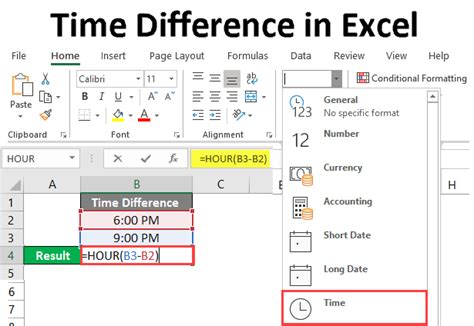 How to calculate time difference in excel
