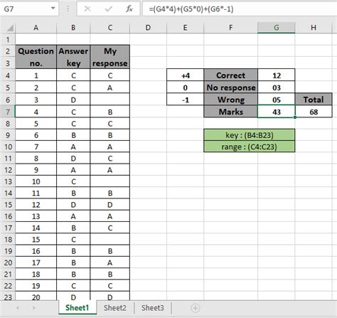 How to calculate total marks in excel