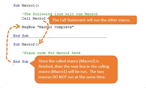 How to call another macro in vba