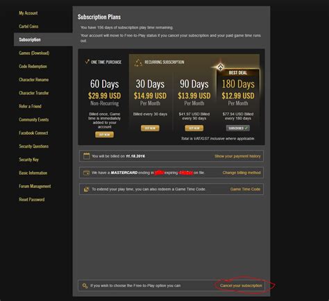 If you reactivate your account before the next billing cycle, your subscription will continue unless you cancel it. Go to swtor.com, then to Account to log in to your account. In the Overview tab, scroll down to the Subscriptions & Cartel Coins section. Select Add Subscription. Choose your preferred subscription plan and select Buy.