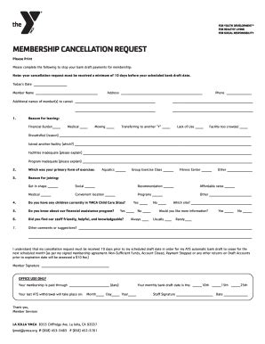 How to cancel ymca membership. CLICK HERE to change my membership. All changes to a membership must be made 5 days prior to the draft date of either the 1st or 15th in order to be effective ... 