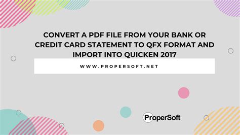 How to change a pdf bank statement to a QFX format so I can