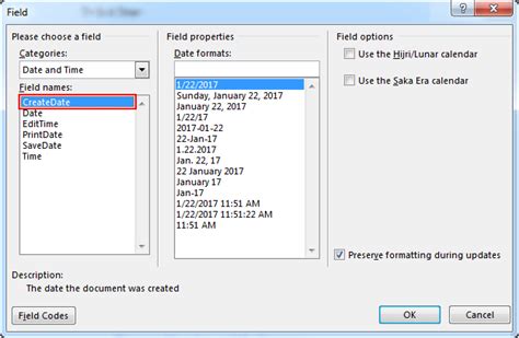 How to change date in word document
