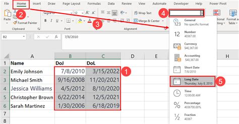 How to change date style in excel
