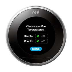 How to change eco temp on nest. If you set the safety temperature to "off" and the eco temperature to "off" then this will allow you to specify periods of it being off in the schedule. Mine is set to 15 most of the day when I’m at home, going up to 19 when that isn’t enough. Overnight or when I’m out it is set to eco (which is 9). I love my Nest. 