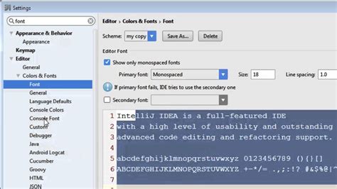 How to change font size in intellij IDEA YouTube