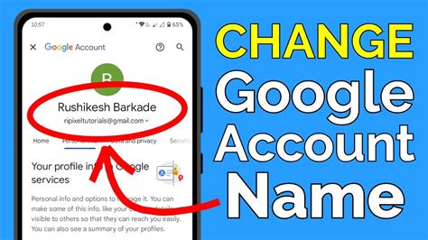How to change google account name in mobile iphone.  Tap your Change you...
