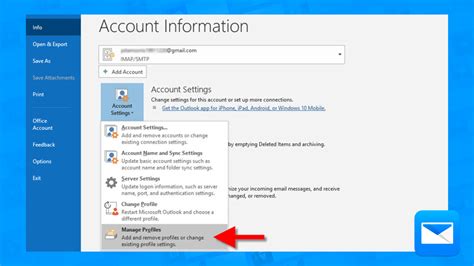 How to change mail id in outlook