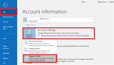 How to change outlook password in app
