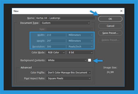 How to change paper size in photoshop