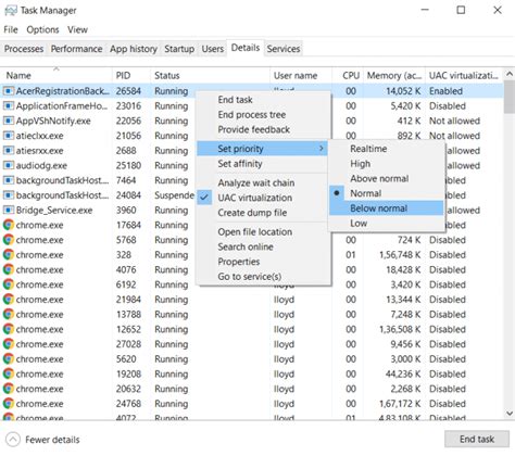 How to change priority in task manager