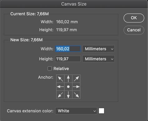 How to change project size in photoshop