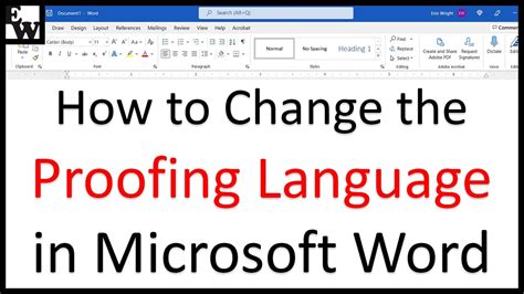 How to change proofing language in word