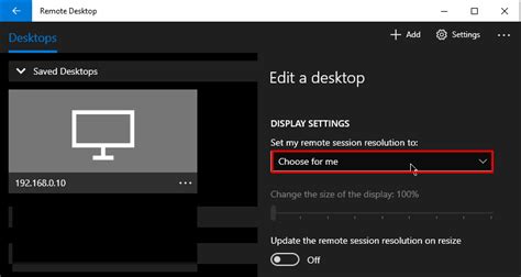 How to change screen resolution in remote desktop session windows 10.  ...