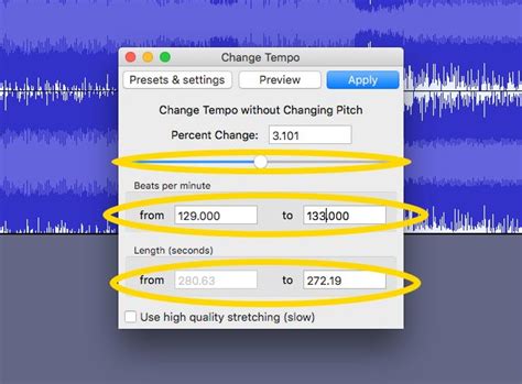 How to change tempo in audacity